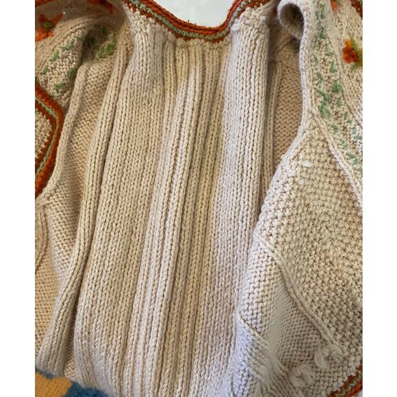 Vintage Handmade Knitted Bolero Vest Floral Granny Core Boho 70s - Picture 5 of 6